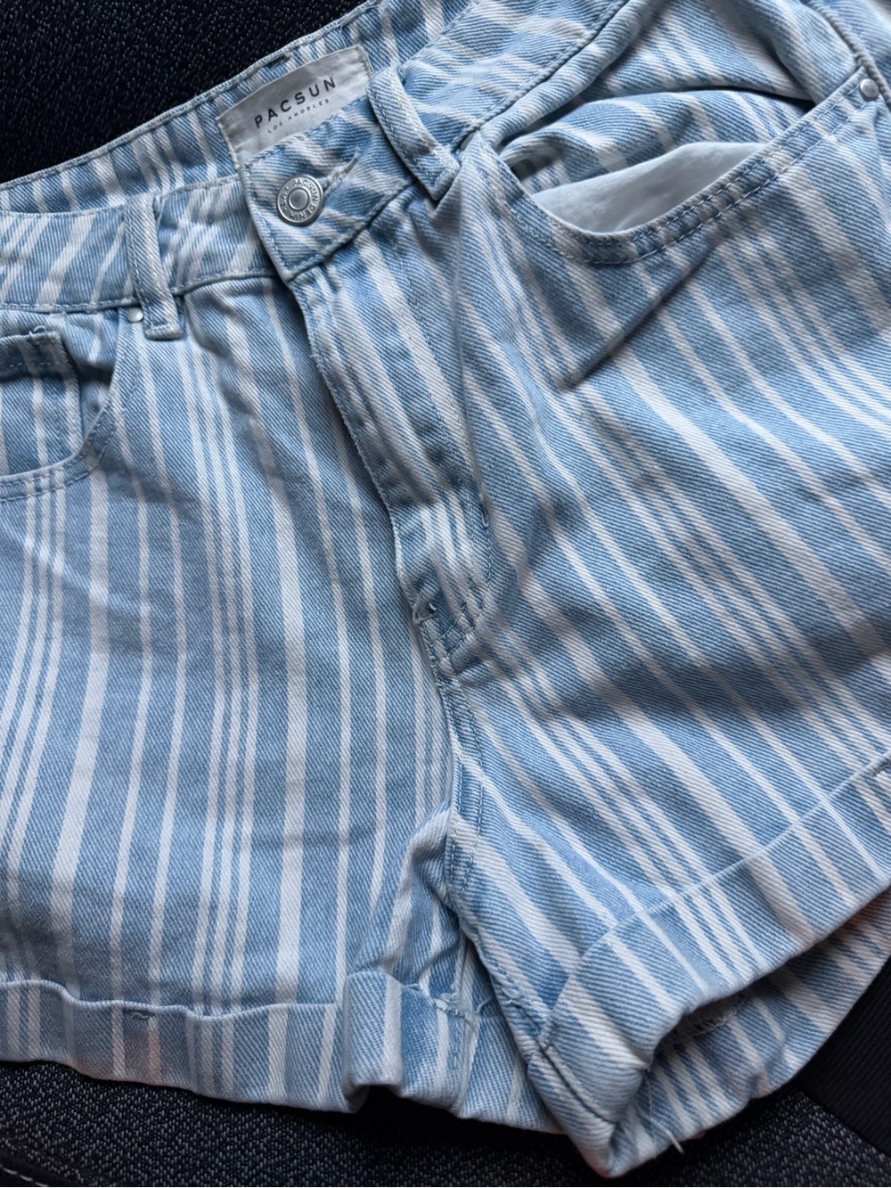 PacSun Striped High Rise Denim Shorts 100% Cotton